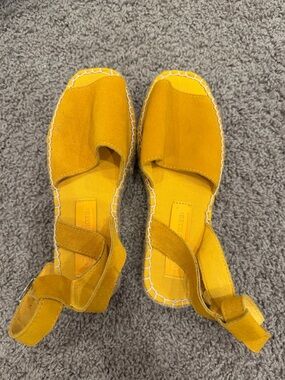 ASOS Yellow Suede Espadrille Sandals with Ankle Strap